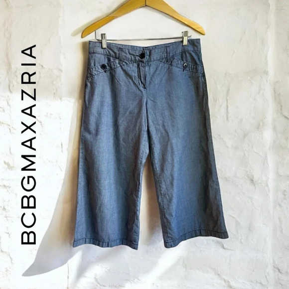BCBGMaxAzria Pants - >90%OFF❣️ BCBG Maxazria Kendra Chambray Cropped Pants, 28